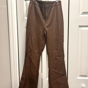 Free People Brown Faux Leather Pants